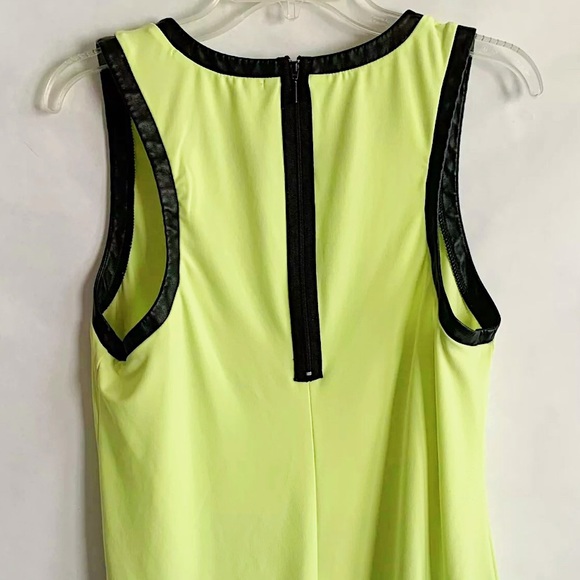 Lime Green Contrast Leather Trim Zip Detail Summer Tank - Picture 4 of 5
